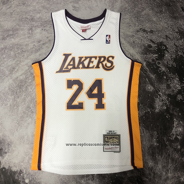 Camiseta Los Angeles Lakers Kobe Bryant NO 24 Mitchell & Ness 2009-10 Blanco